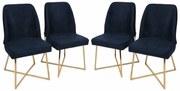 Zestaw krzeseł do jadalni Madrid Dark Blue and Gold, 4 szt., 4 szt.