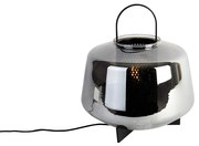 Lampa stołowa art deco czarna z przydymionym szkłem 30 cm - Kevin