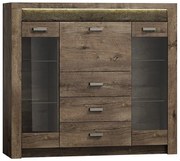 Komoda Z Barkiem I Witryną Jesion Ciemny W6-S53