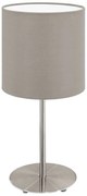 Lampa stołowa w szaro-srebrnym kolorze z tekstylnym kloszem (wysokość 40 cm) PASTERI – EGLO
