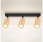 Brilagi - Oświetlenie punktowe SELE 3xGU10/30W/230V czarny/dekor dębu