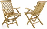 Zestaw 2 sztuk krzeseł ogrodowy DIVERO składane - drewno tek
