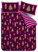 Różowo-fioletowa pościel dwuosobowa 230x220 cm Nutcracker Stripe – Catherine Lansfield