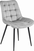 Krzesło welurowe BERA jasnoszare z czarnymi nogami