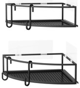 Czarne narożne samoprzylepne stalowe półki łazienkowe 2 szt. Cubiko – Umbra