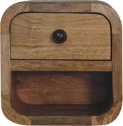 Dodatkowy mini stolik nocny w kształcie łuku w stylu dębowym z otwartą przegródką