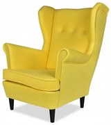 Fotel USZAK żółty cytrynowy welur FAMILY MEBLE