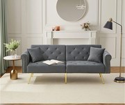 Nowoczesna kanapa 2-osobowa - Aksamit - Regulowane oparcie w 3 pozycjach - Szary