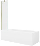 Mexen Vega wanna prostokątna 150 x 70 cm z obudową i parawanem 1-skrzydłowym 50 cm, transparent, złoty - 550115070X9505000050