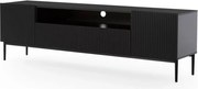 Szafka RTV Nicole 200 cm z wnęką i szufladami - czarny mat / czarne nóżki