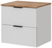 Zestaw Szafka umywalkowa biała ASTROS 60 x 46 cm White z dębowym blatem OAK