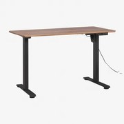 Biurko Elektryczne Serpi Prostokątne Z Podnośnikiem Elektrycznym 120x60 Cm Z Funkcją Pamięci Ustawień, Drewno I Żelazo Wenge & Czarny - Sklum