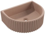 Umywalka betonowa podwieszana / nablatowa półokrągła bez otworu na baterię 45 x 36 cm MUSLIN | różne kolory : Kolor - Różowy, Typ montażu - nablatowa