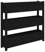 Czarna drewniana wysoka donica do ogrodu T8-S93