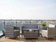 Zestaw mebli ogrodowych z technorattanu ( 2 x fotel, sofa + stolik) CALMO szary