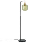Lampa podłogowa w stylu Hotel Chic czarno-złota z zielonym szkłem - Zuzanna