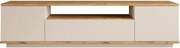 Szafka RTV 3-drzwiowa z 1 wnęką - Beżowy i naturalny - LOTULA