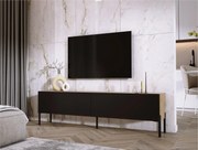 Szafka RTV: Dąb Wotan / Czarny Mat, nogi czarne, 170 x 52 x 32 cm