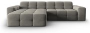 Szary aksamitny narożnik (lewostronny) Kendal – Micadoni Home