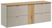 Szafka pod umywalkę nablatową VIVA CASHMERE 2S 60cmx2 kaszmirowy mat - zestaw 140cm z regałem COMAD