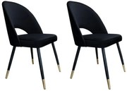 Zestaw krzeseł ISKAR VELVET GOLD 2 szt czarne ATOS