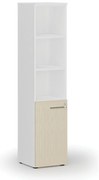 Szafa biurowa kombinowana PRIMO WHITE, drzwi na 2 poziomach, 400 x 420 x 1781 mm, biały/brzoza