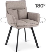 Krzesło Tapicerowane Obrotowe do Salonu CORTADO Brązowe Nowoczesne