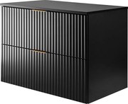 Szafka pod umywalkę, Czarny, 80 x 57 x 46 cm, uchwyt złoty + Blat