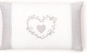 Poduszka dekoracyjna do salonu CONSTANCE, haftowane serduszko, bawełna, 30 x 50 cm