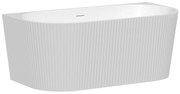 Wanna wolnostojąca przyścienna ryflowana - 250 l - 170,5 x 80 x 58,5 cm - Biały z połyskiem - Akryl - ZELINA