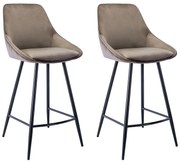 Zestaw 2 stołków barowych MASURIE – welur – kolor taupe