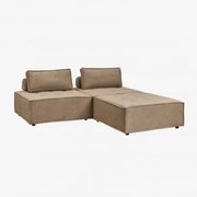2-częściowa Modułowa Sofa I Pufa W Tkaninie Vermont Tkaniny Piaskowy Brąz - Sklum