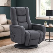 Fotel Rozkładany Obrotowy Masujący z Podnóżkiem SPIKE 2 Ciemnoszary Nowoczesny