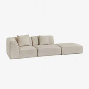 Sofa Narożna Modułowa Cardea 2-częściowa Z Tapicerowanym Pufem Tkanina Bouclé W Kolorze Kremowo-beżowym - Sklum