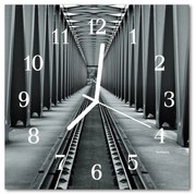 Zegar szklany kwadratowy Tory kolejowe