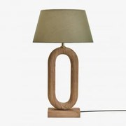 Lampa Stołowa Z Drewna Mango Tiberia Drewno Mango & Sage Green Ø40 Cm - ↑25 Cm Monaco - Sklum