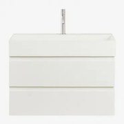 Zestaw Wiszących Mebli Łazienkowych Z Drewna I Forniru Jesionowego Zintegrowany Z Umywalką Ona - Sklum