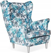 Fotel Uszak szaroniebieski listki PREZENT DLA NIEJ