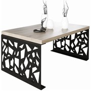 Loftowy stolik kawowy z ozdobnym stelażem czarny + dąb sonoma N0-L55