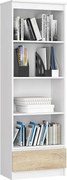 Regał AKORD R60 Biały 60 cm 1 szuflada kolor Dąb Sonoma mat 4 półki 60x35x180 cm