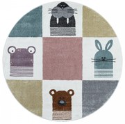 Dywan dziecięcy Funny kwadraciki ze zwierzątkami 120 cm x 120 cm