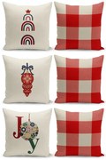 Zestaw 6 świątecznych poszewek na poduszki Kate Louise Christmas Noel, 43 x 43 cm