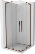 Mexen Velar L Duo kabina prysznicowa rozsuwana 80 x 80 cm, transparent, różowe złoto - 871-080-080-02-03-60