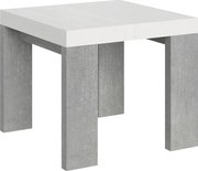 Stół rozkładany 90x90/246 cm Roxell Mix Biały jesionowy blat - Nogi cementowe