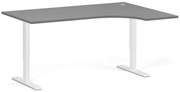 Narożne biurko z regulacją wysokości, 160x120 cm, 1 silnik, L/P, biała podstawa, grafit