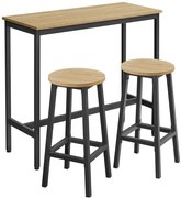 Loftowy stół barowy do kuchni z 2 stołkami dąb sonoma - Vega 4X