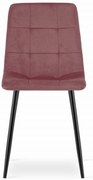 Krzesło KARA, welur, tapicerowane - różowy aksamit / nogi czarne x 1