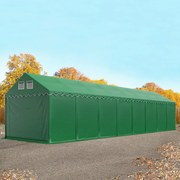 TOOLPORT 4x16m Namiot magazynowy - 2,6 m wysokość ścian bocznych, PVC 800, ciemnozielony, ze statyką (podłoże gruntowe) - (637635)