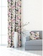 Zasłona dekoracyjna w kwiaty wzór magnolia beżowa - szer. 150 cm