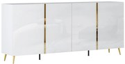 Kredens 4-drzwiowy - 200 cm - Błyszczący biały i Złoty - MARZIALO